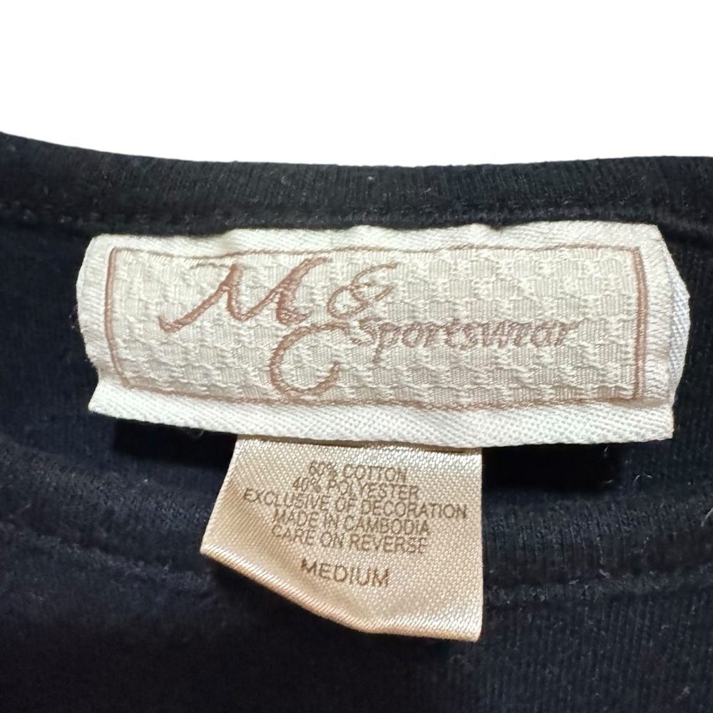 M&C Sportswear - Black Holiday Christmas Ornaments Embroidery- Size M - Picture 3 of 6